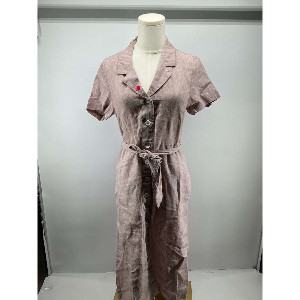 100% European Linen Button Front Dress